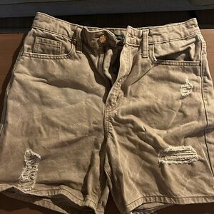 Brown distressed shorts